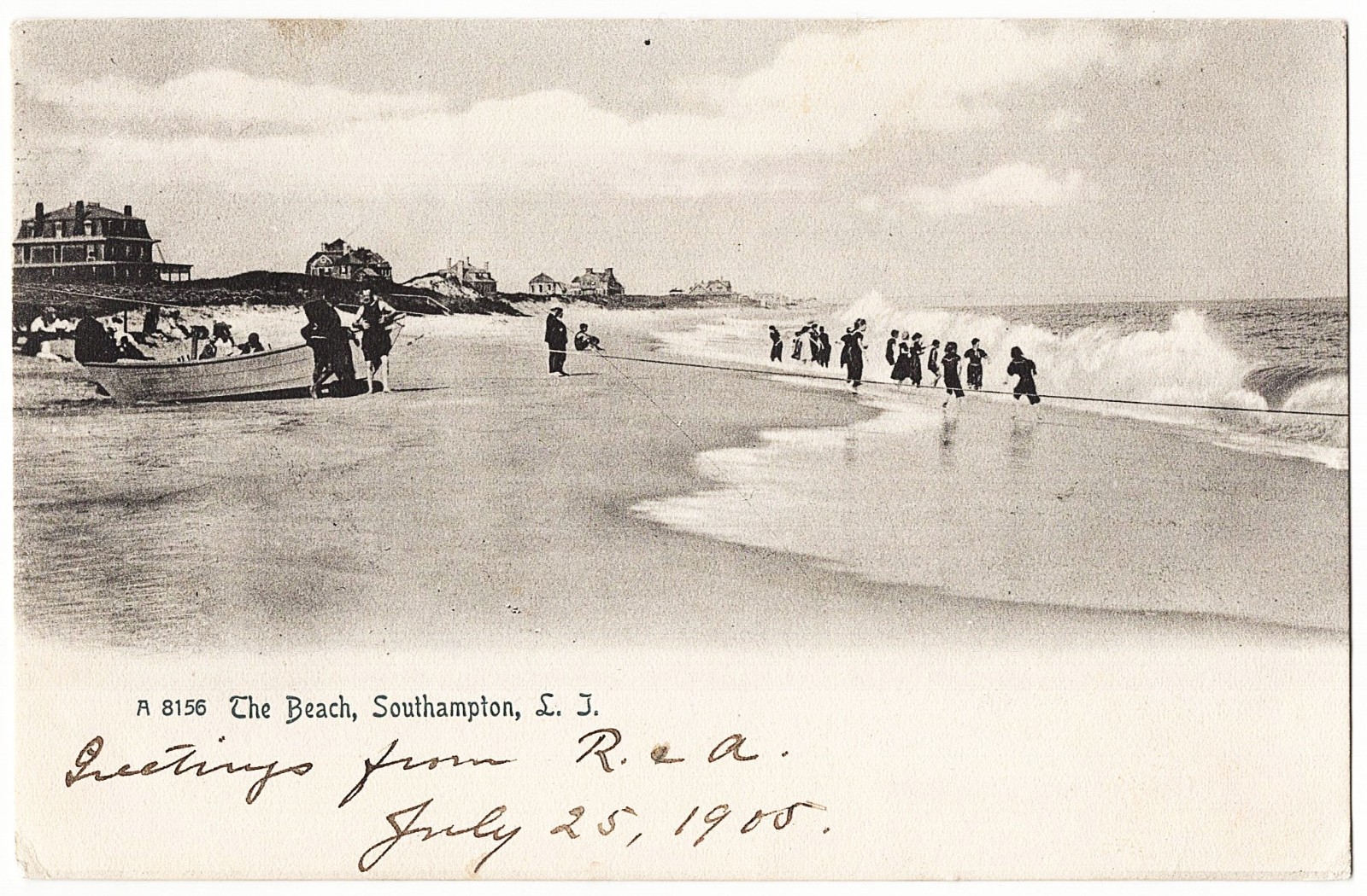 Southampton LI NY - The Beach mailed 1905 antique postcard