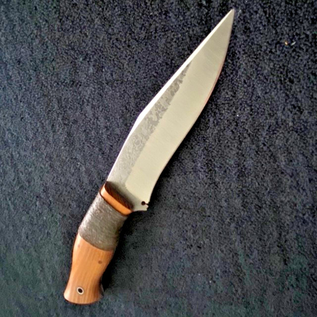5/32 Full Tapered Tang, A2 tool steel stock. West epoxy systems hemp over Osage