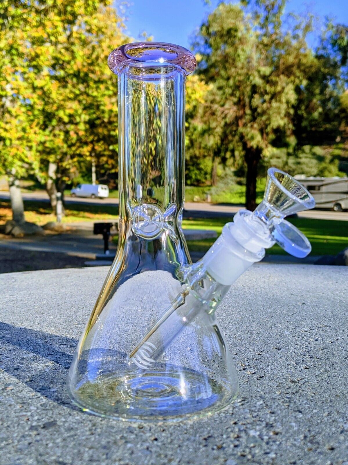 8 Inch Pink Beaker Premium Quality Glass Bong Tobacco Smoking Water Pipe Hookah