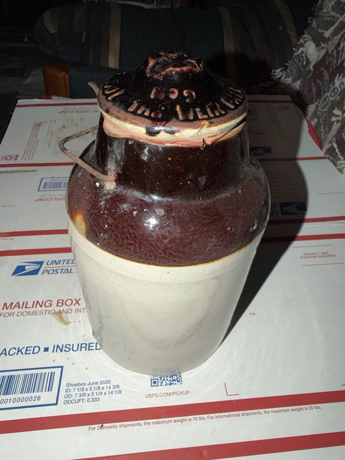 Vintage Weir Stoneware Canning Jar Crock w/ Bail Lid