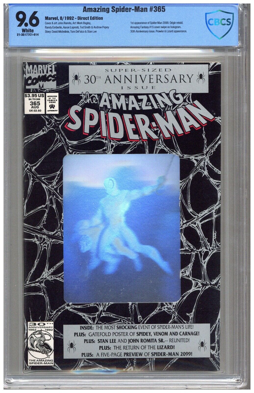 Amazing Spider-Man # 365  CBCS  9.6  NM+  White pgs   8/92  1st  App. of Spider-