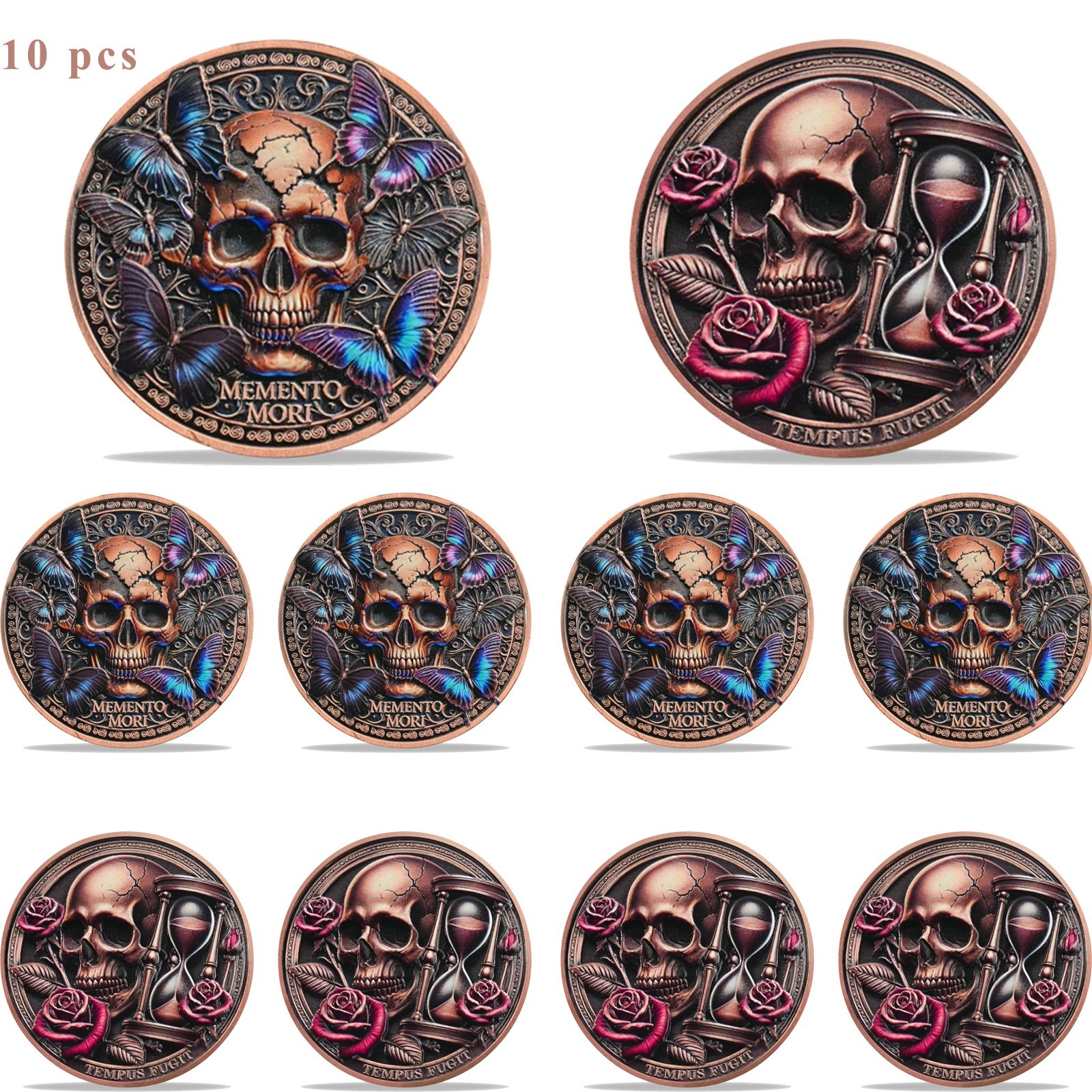 10pc Memento Mori Coin Skull Challenge Coin Stoic Practice Reminder Pocket Token