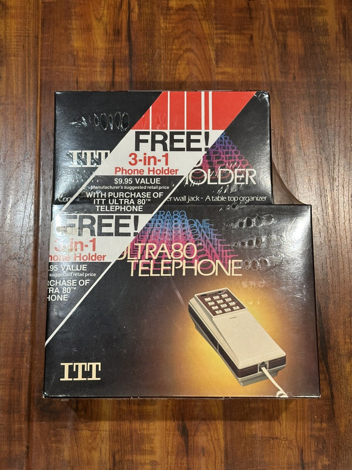 Vintage 1980 ITT Model 1500 ULTRA80 Beige Telephone & Phone Holder New & Sealed Vintage 1980 ITT Model 1500 ULTRA80 Beige Telephone & Phone Holder New & Sealed