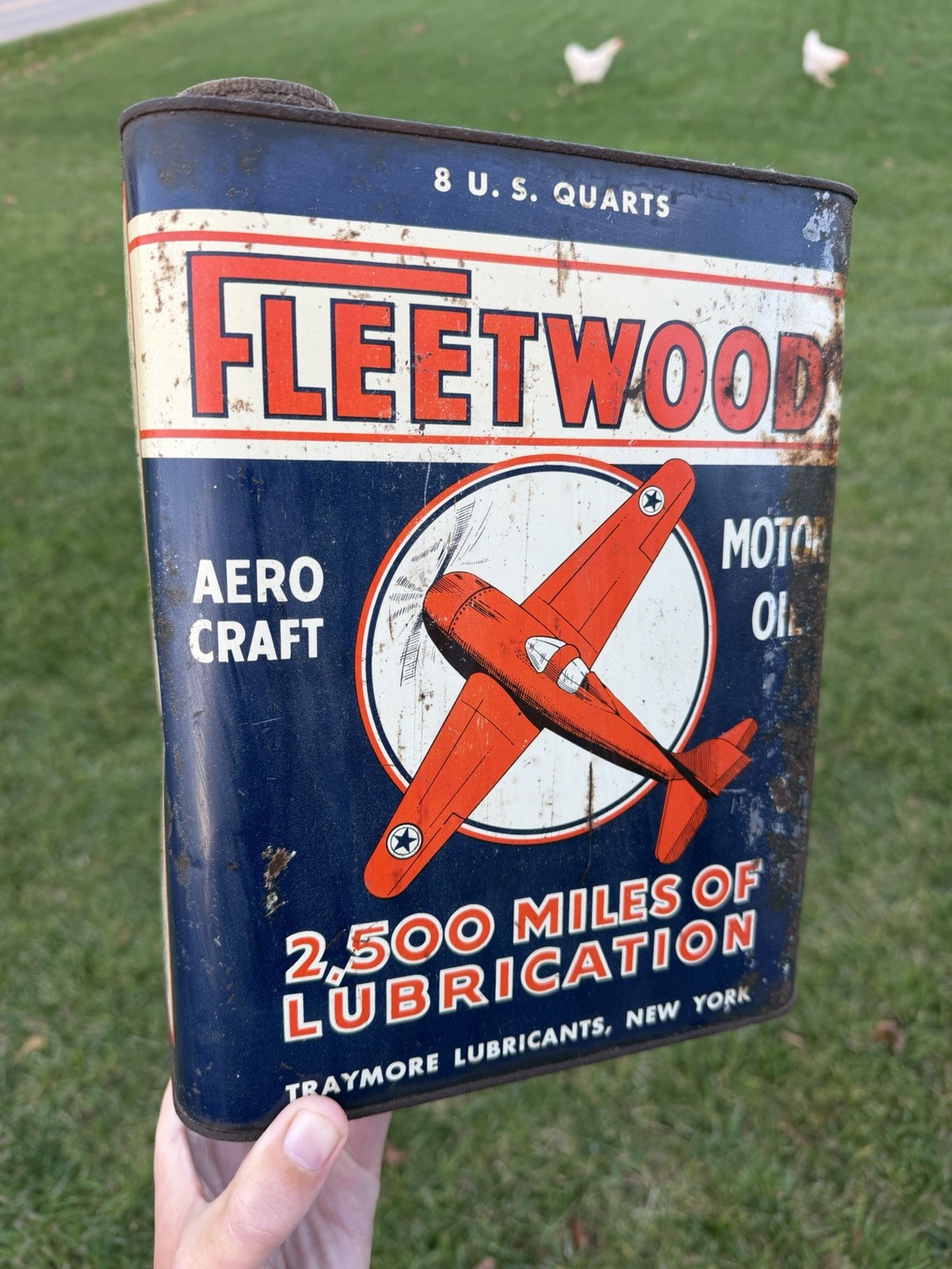 Rare Antique 2 Two Gallon Fleetwood Oil Can aero craft airplane New York