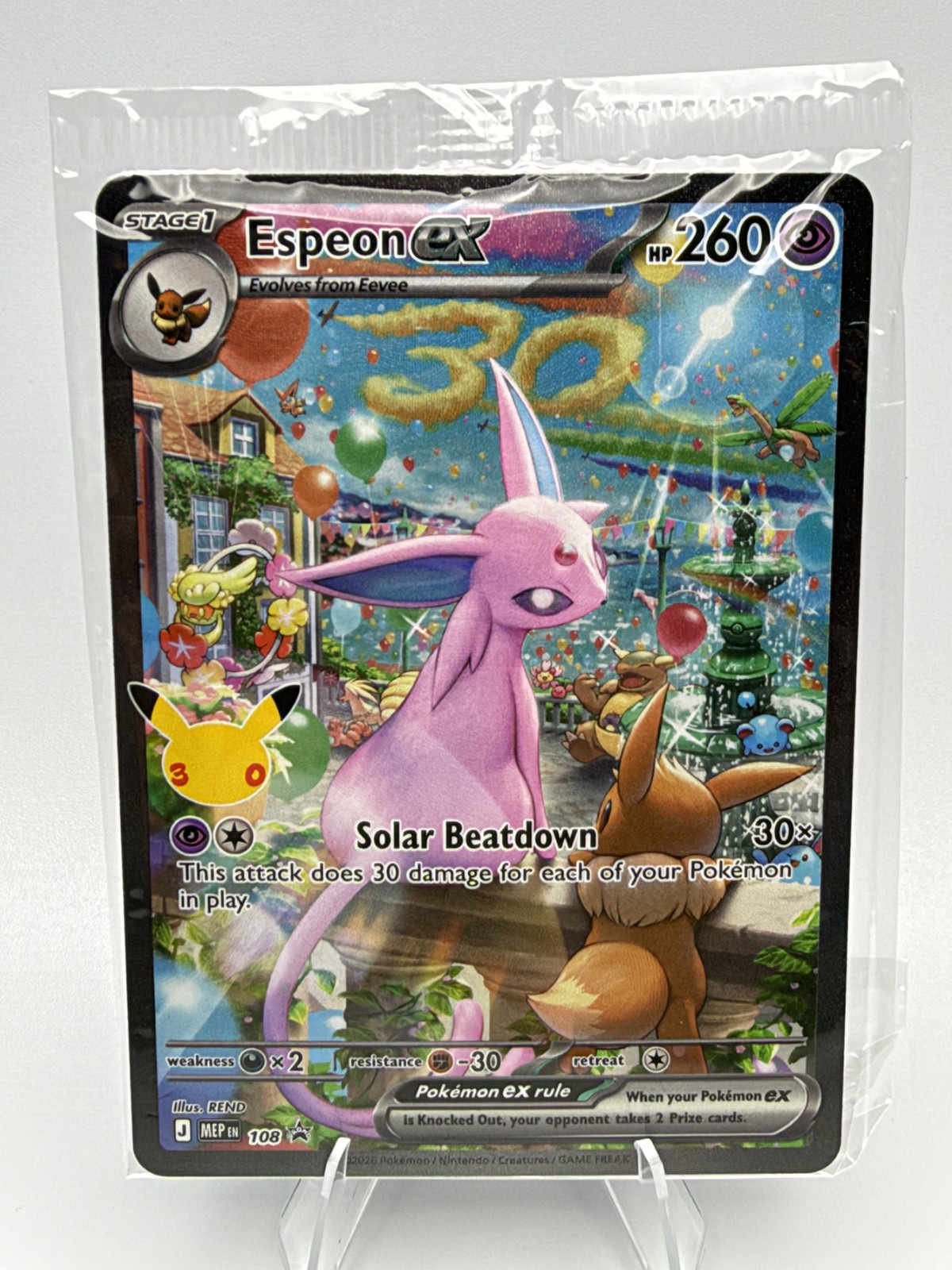 Pokémon TCG 30th Celebration UPC Espeon ex SIR Promo #108 - Sealed