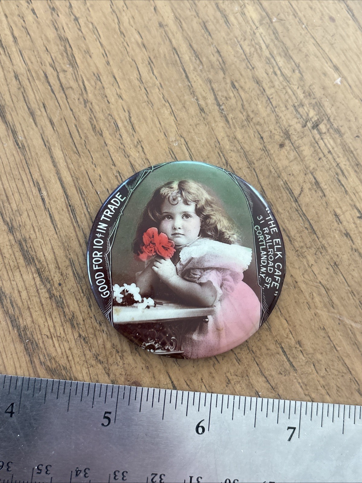 Rare Early Advertising Good For Trade Pocket Mirror The Elk Cafe Cortland NY Cel Rare Early Advertising Good For Trade Pocket Mirror The Elk Cafe Cortland NY Cel