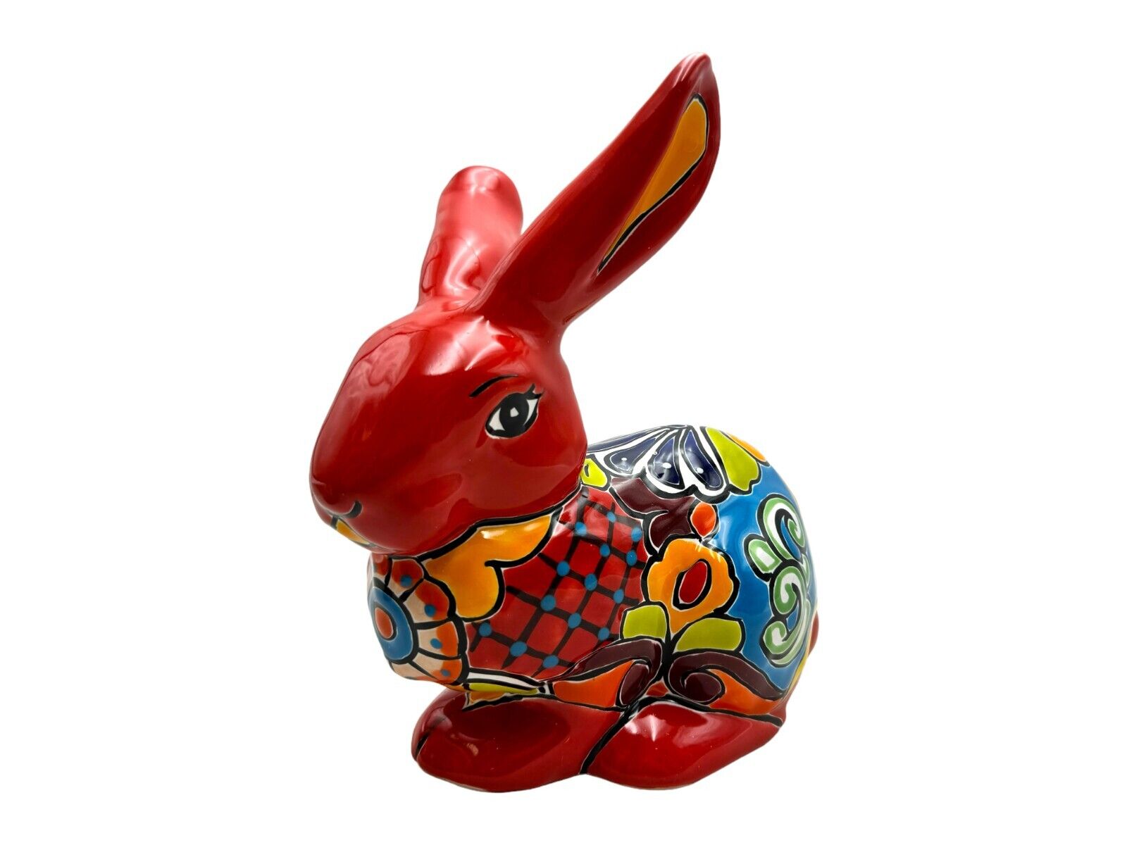 Talavera Rabbit Planter Bunny Sculpture Mexican Pottery Folk Art Home Decor 11\