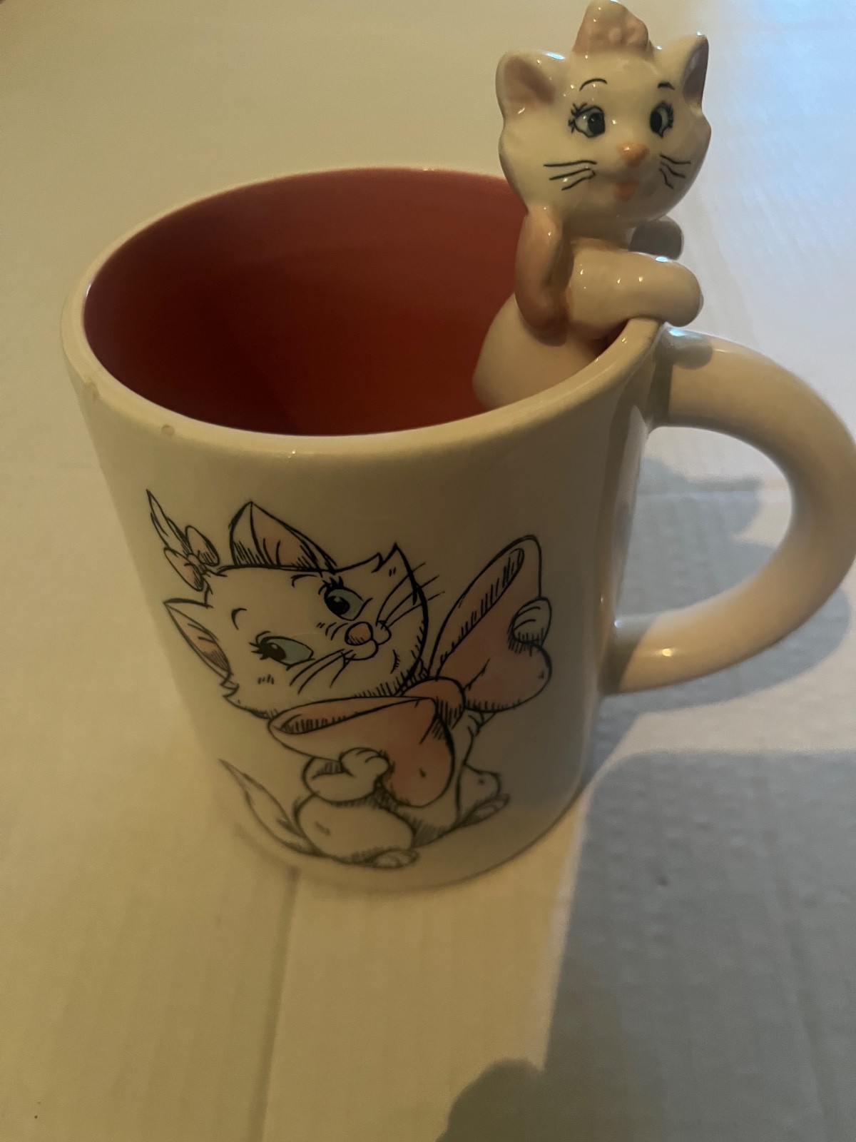 VTG Rare Disney Marie Aristocats double sided Large Mug w/Cat Marie Figure