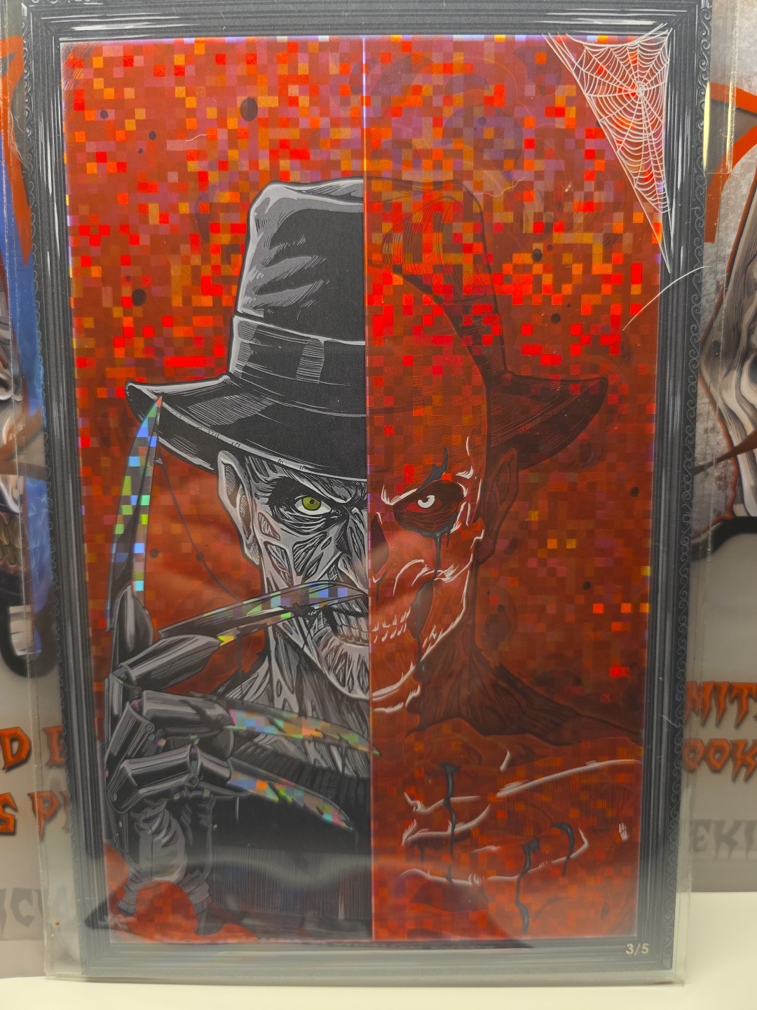 2025 NYCC KICKSTRADOMIS SLAUGHTER ARTWORKS LTD FREDDY KRUEGER 3 OF 5 PIXEL FOIL