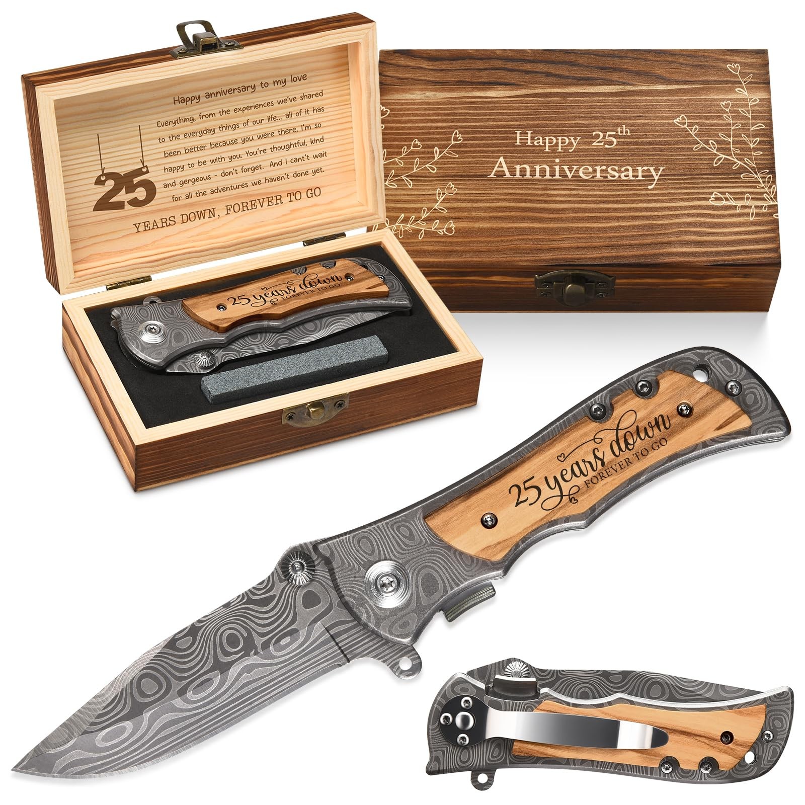 GiveGreatGift 25 Years Anniversary for Men Gifts, 25th Wedding brown black 