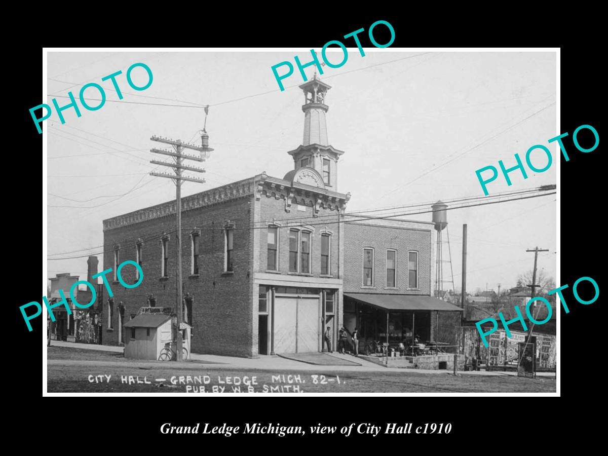 Grand Ledge Michigan View Of City Hall c1910 Large Historic Old Photo