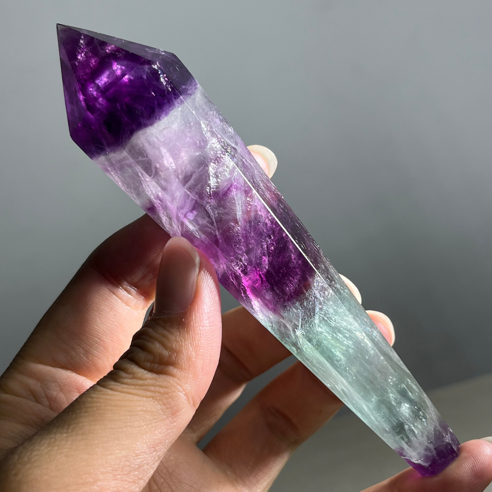 136g Natural Watermelon Red Fluorite Scepter Quartz Crystal Point Healing