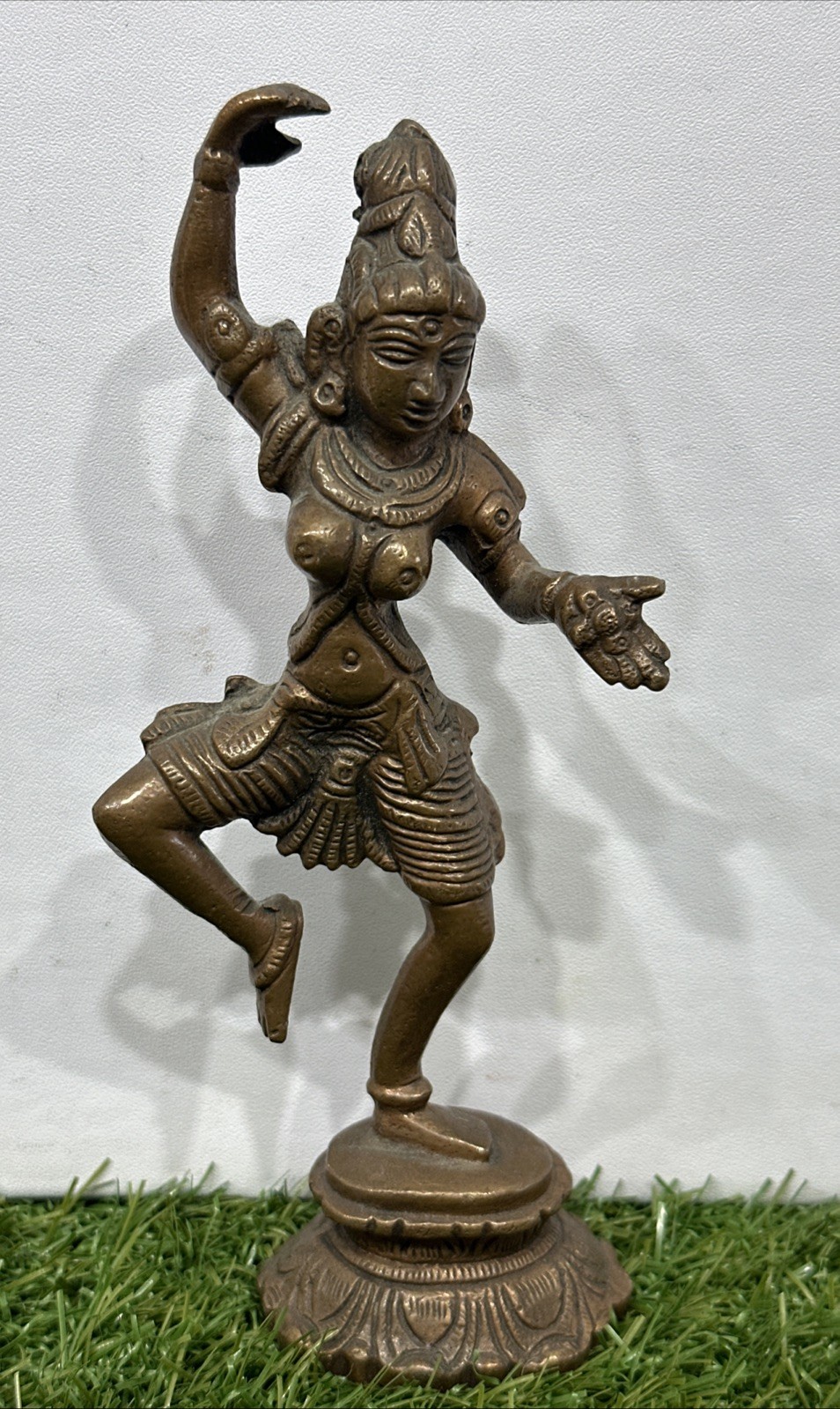 Vintage Bronze/brass 1950s Indian Goddess Devi Parvati In Dancing Statue 7”