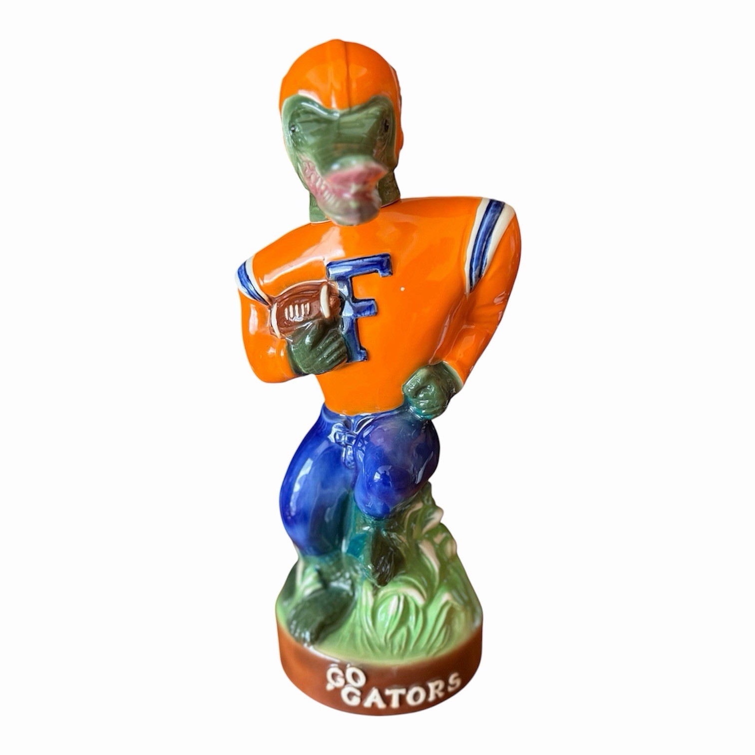 1973 Ezra Brooks Florida Gators Football Mascot Empty Bourbon Decanter NCAA