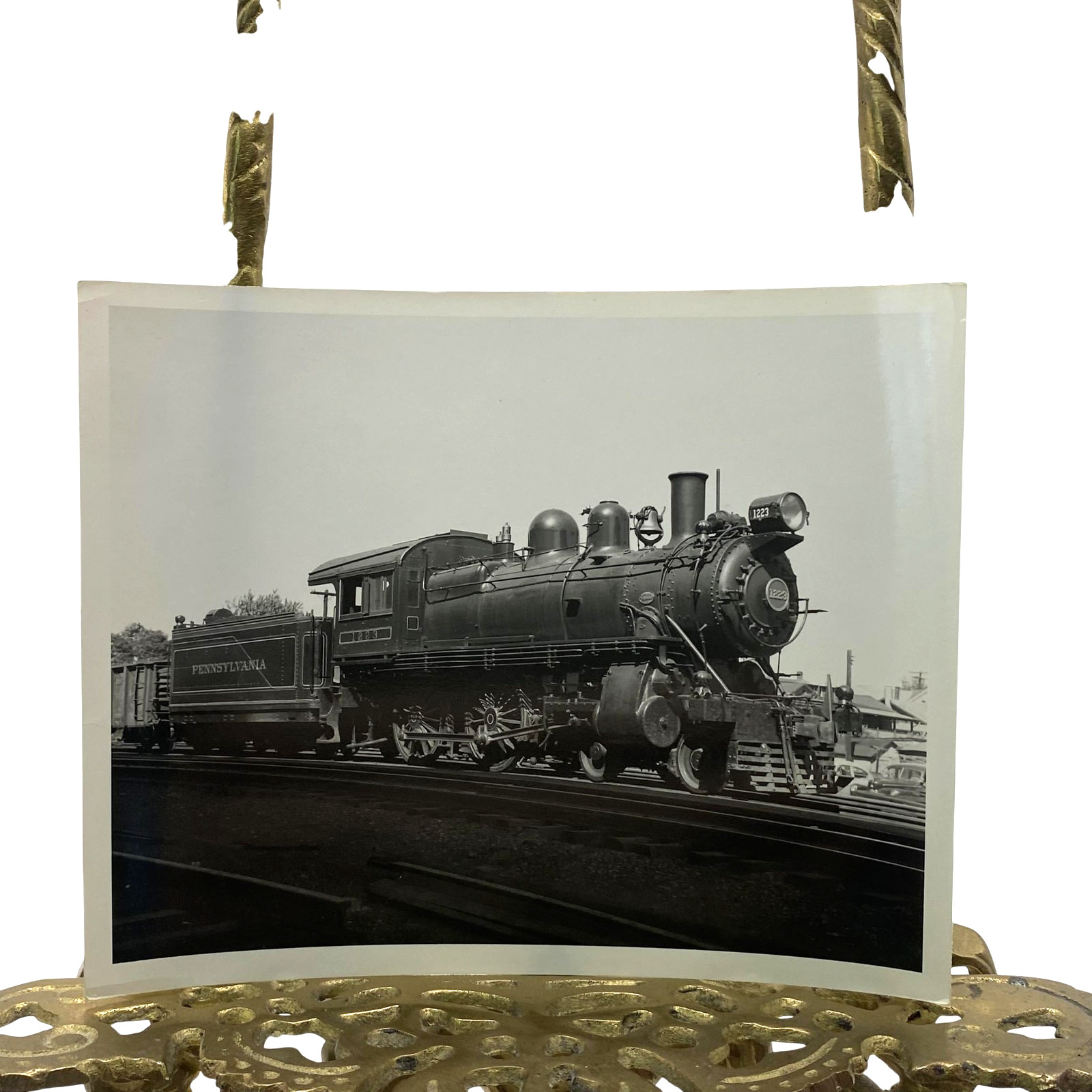 Vintage Pennsylvania Railroad 1223 Steam Locomotive Photo 4x5 B&W Gelatin Orig