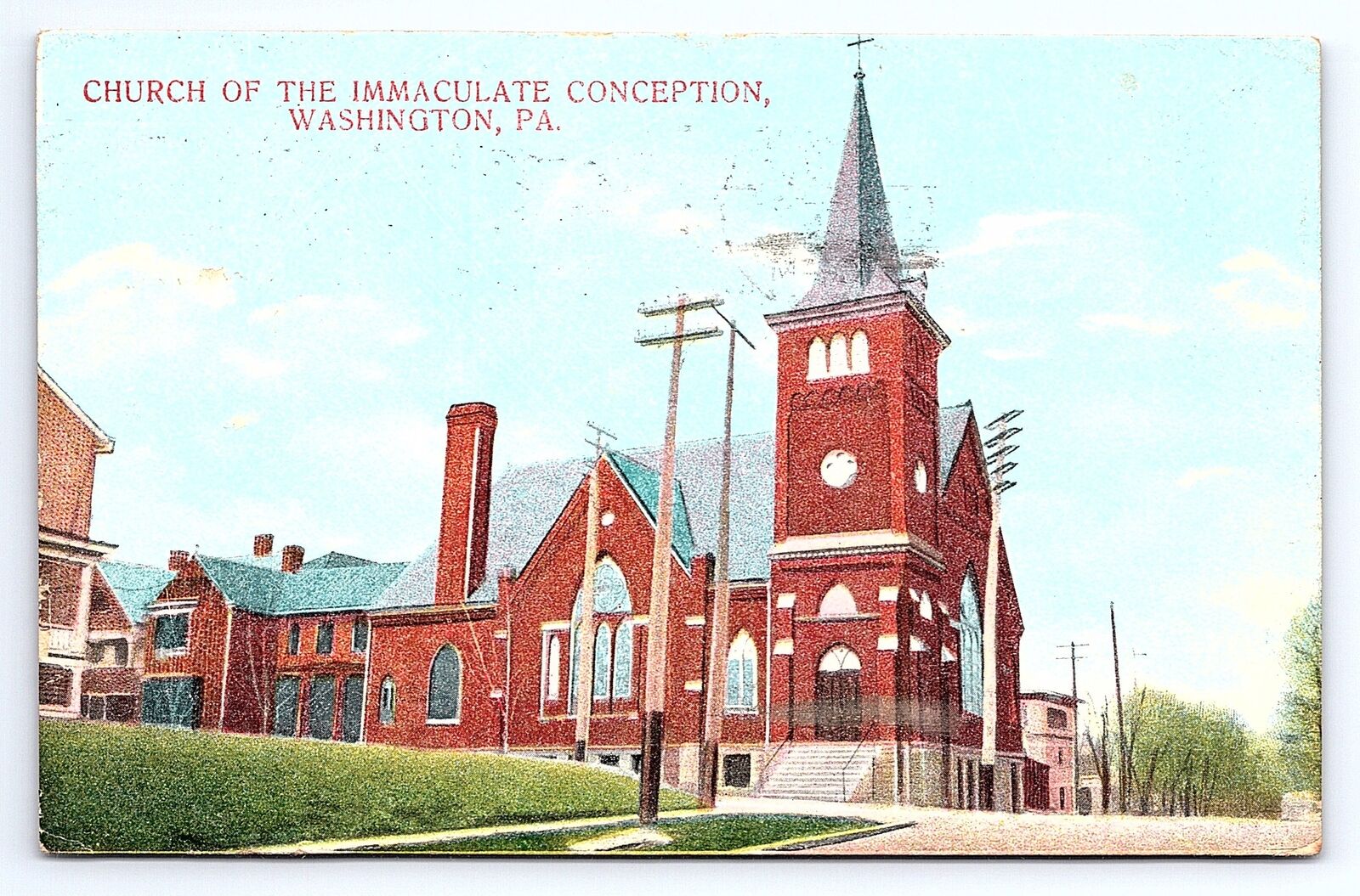 Postcard Church Of The Immaculate Conception Washington Pennsylvania