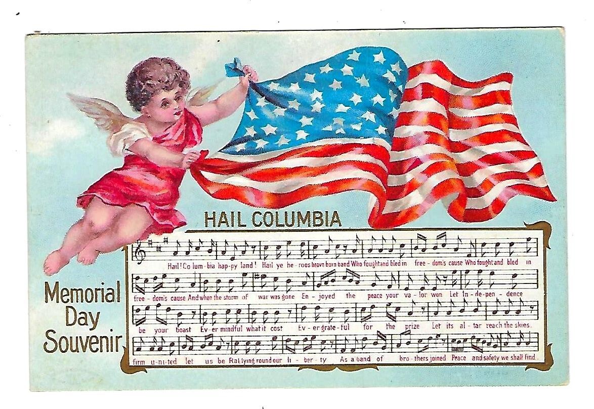 Early 1900\'s Memorial Day Postcard Cherub Waving Flag \