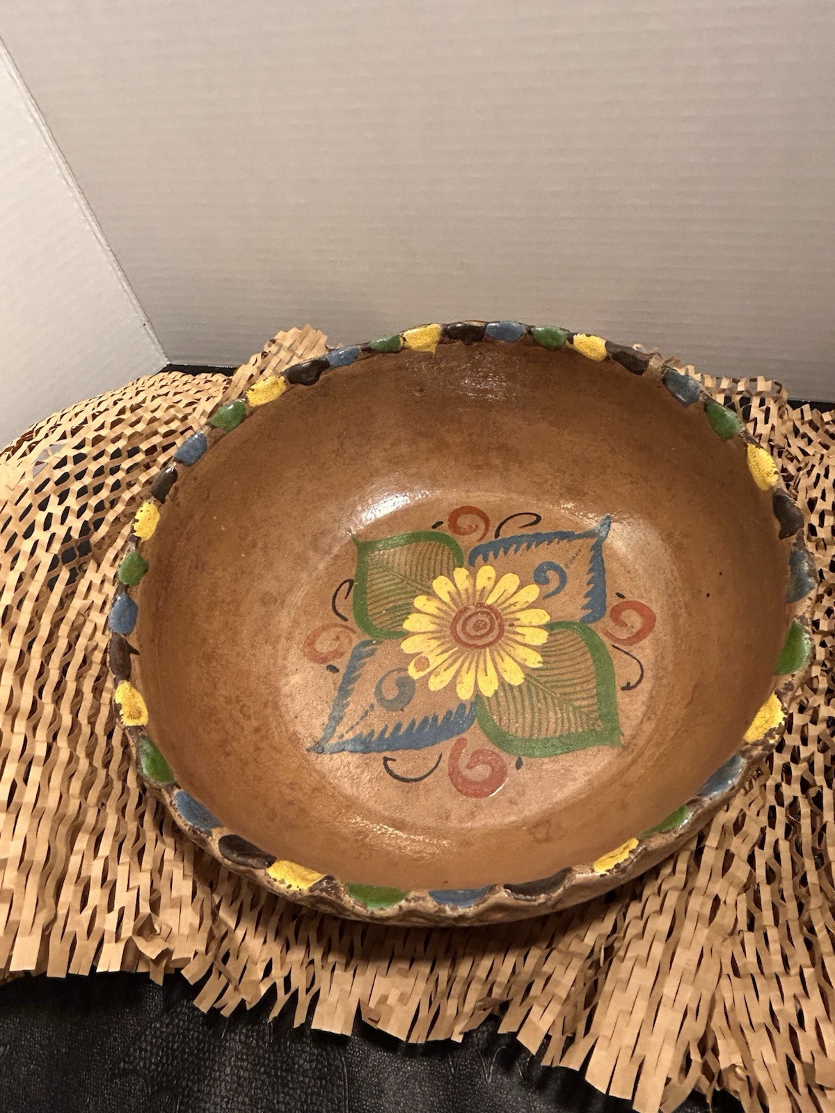 Set of 3 Vintage Mexican Tlaquepaque redware pottery nesting bowls