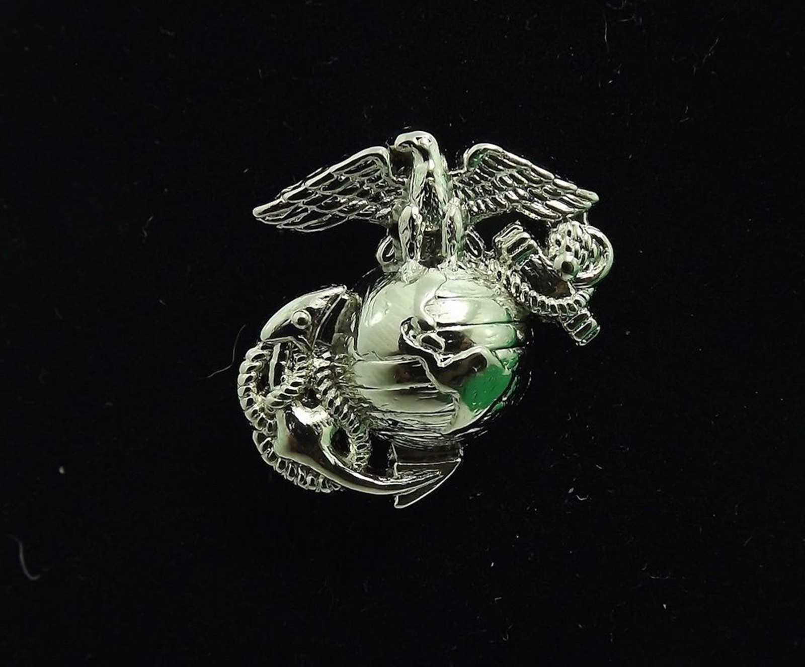 FREE SHIP USMC Silver Tone Left Collar Pin Marine Corps Lapel Pin 7/8