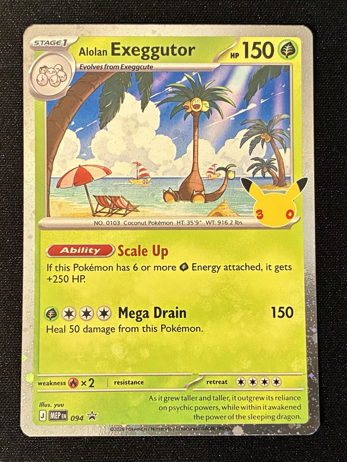 Pokemon Alolan Exeggutor (30th Celebration) 094 Holo Promo NM Near Mint