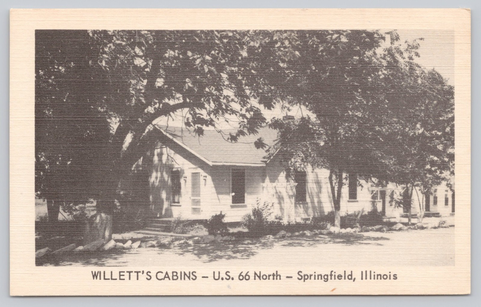 Willett's Cabins, U.S. 66 North, Route 66, Springfield IL Illinois Postcard Willett's Cabins, U.S. 66 North, Route 66, Springfield IL Illinois Postcard