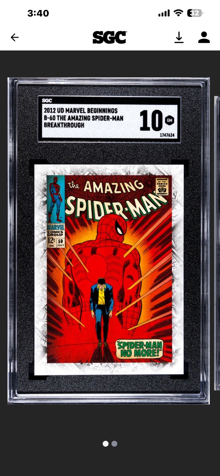 2012 UD Marvel Beginnings B-60 The Amazing Souder-Man 🔥🔥🔥🔥SGC 10🔥 POP 1🔥