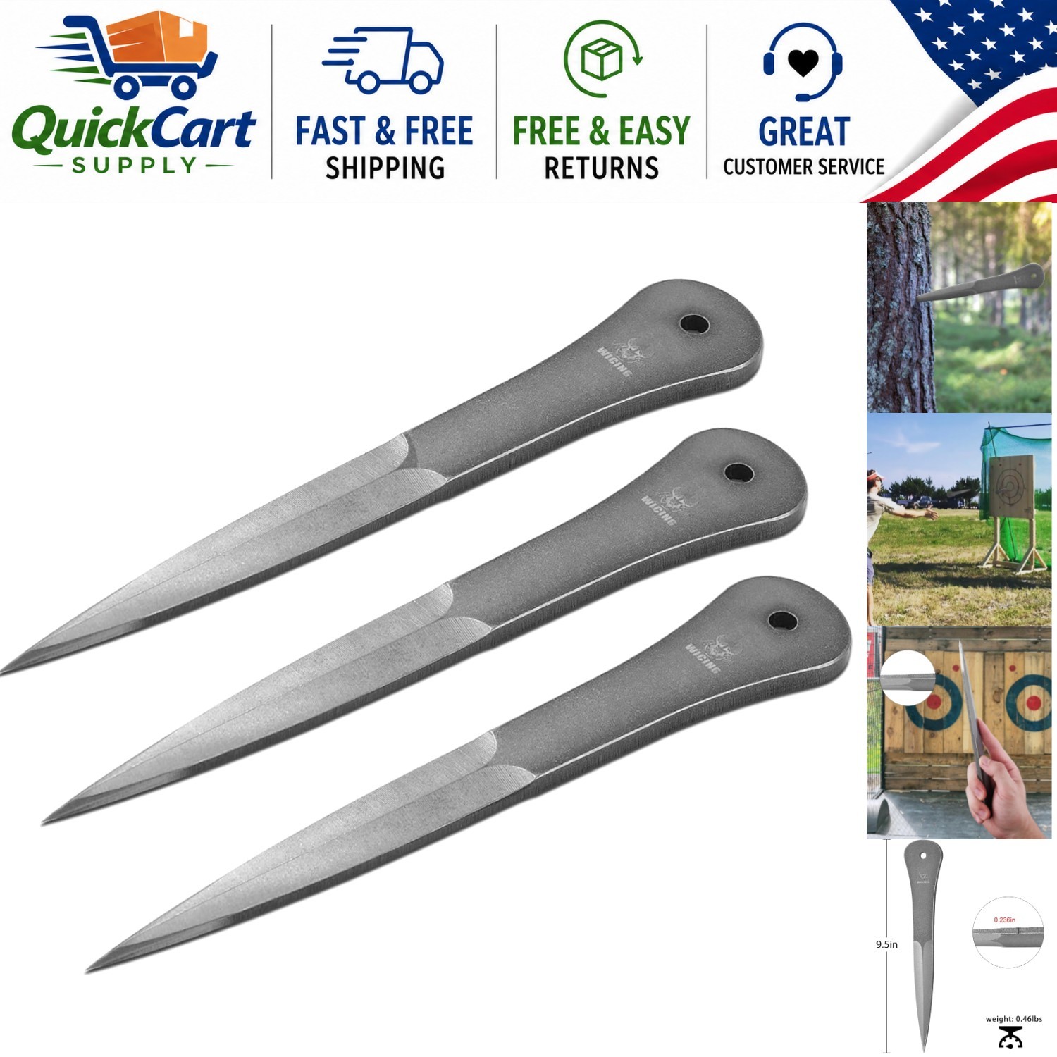 Professional 9.5 Inch Throwing Spikes Set - Easy to Throw with Superior Accuracy