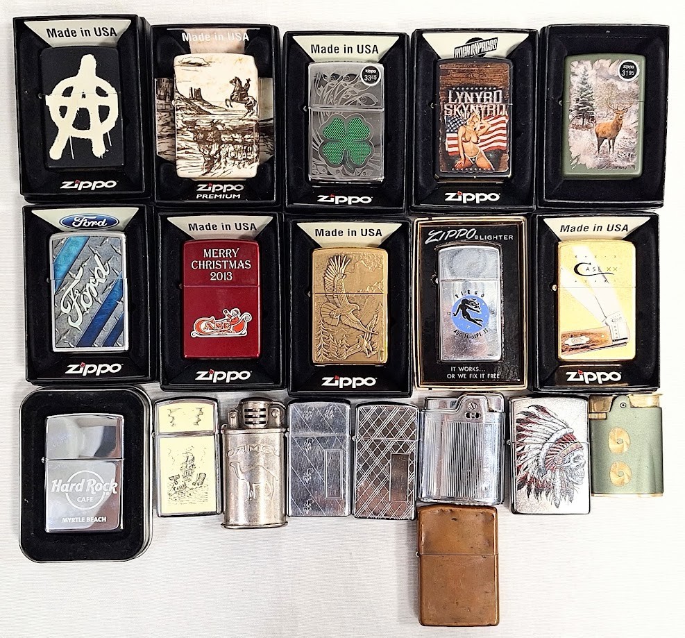 Lot of 19 Vintage & Modern Lighters Zippo & Ronson USED & UNUSED (11110325) 