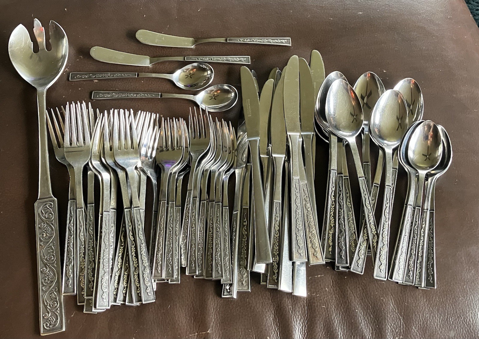 Vtg. Stanley Roberts Silverware Bayberry Flatware Set 71 Pcs Serve Tableware