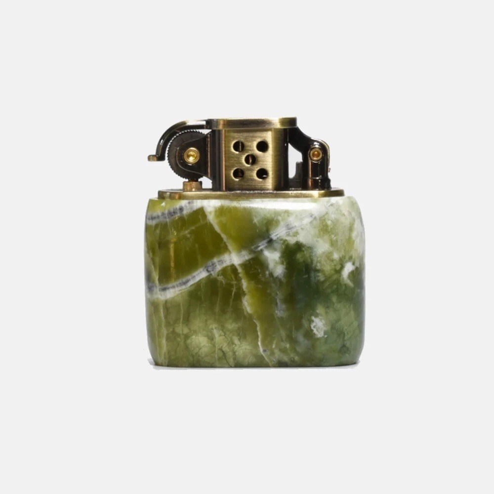 Jade Kerosene Lighter Zippo Vintage Antique Brass