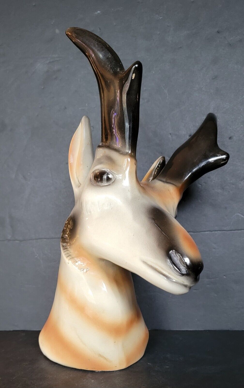 Vintage Figural ❦ PRONGHORN Antelope ❦ Western Decor Ceramic Planter ❦ MARKED