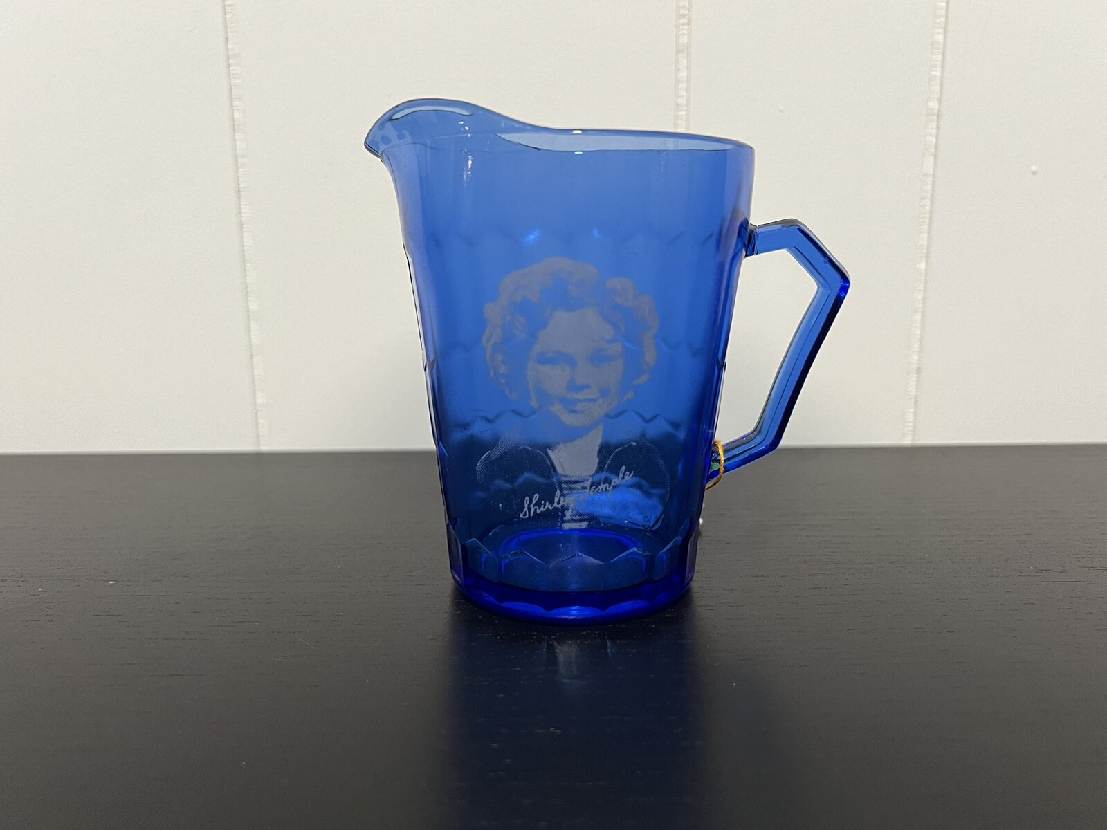 Blue 5in Shirley Temple Pitcher 1980s Blue 5in Shirley Temple Pitcher 1980s