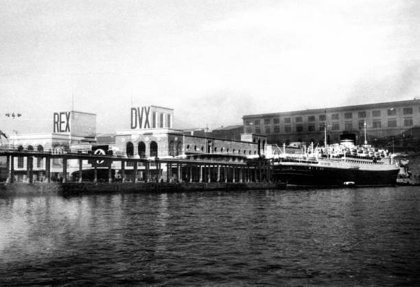 Port of Naples in Naples Italy circa late 1930s or early 1940s Old Photo
