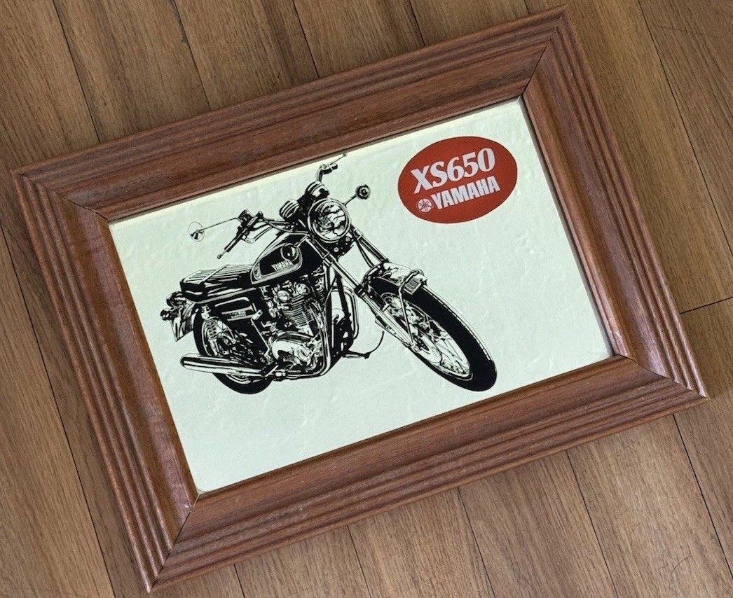 Vtg 70’s Yamaha XS650 Advertising Mirror Motorcycle Easy Rider England Mahogany