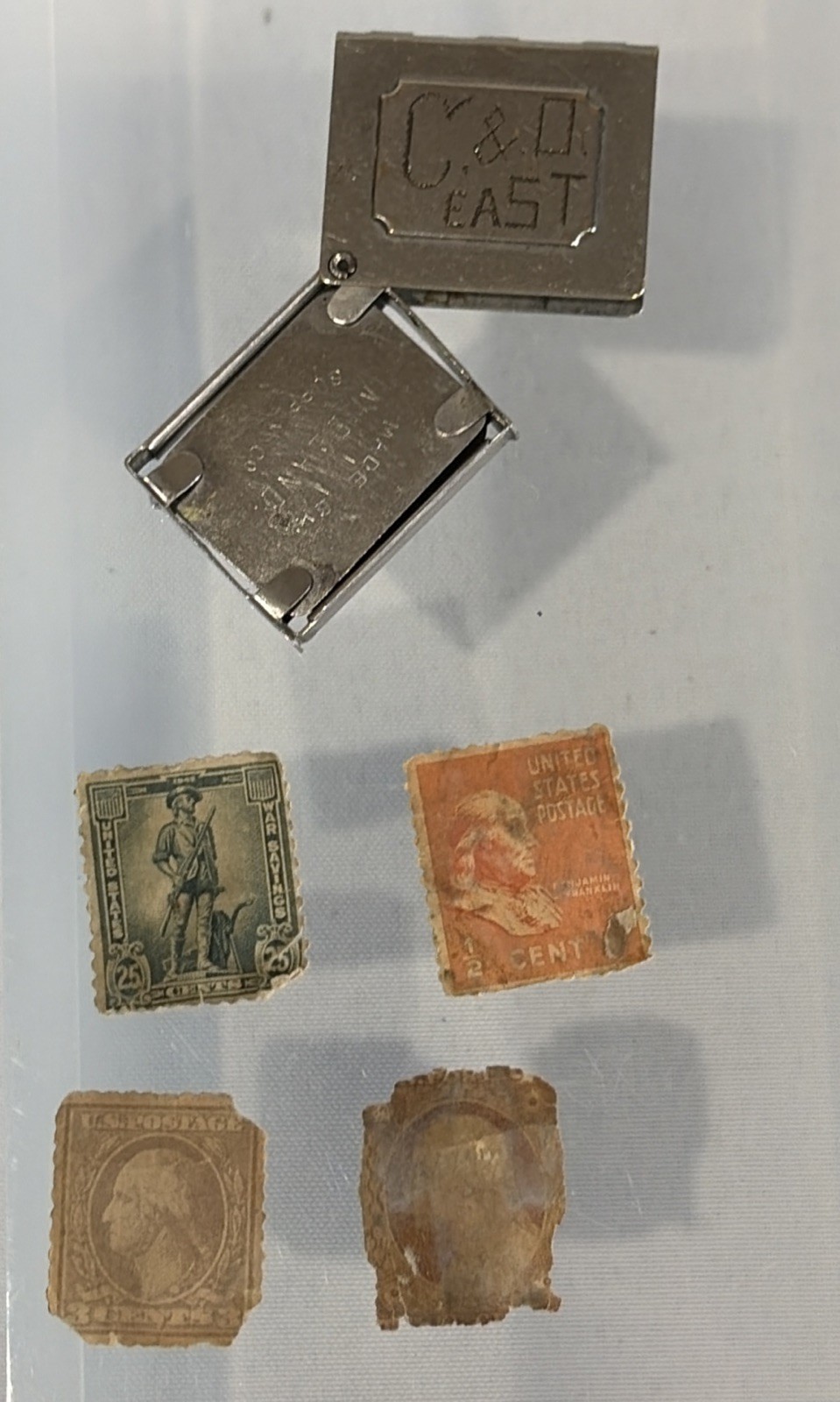 Vtg J. H. Breese Chicago Midland Supply Co Pat. 1888 Metal Postage Stamp Holder