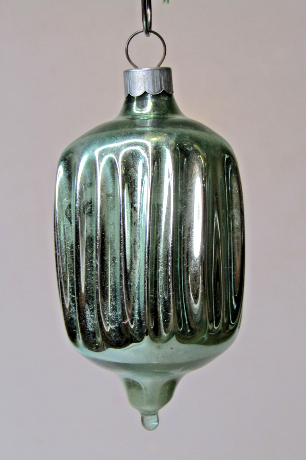 Vintage pre WWII Blown Glass Fluted Ribbed DROP Christmas Ornament HEIM
