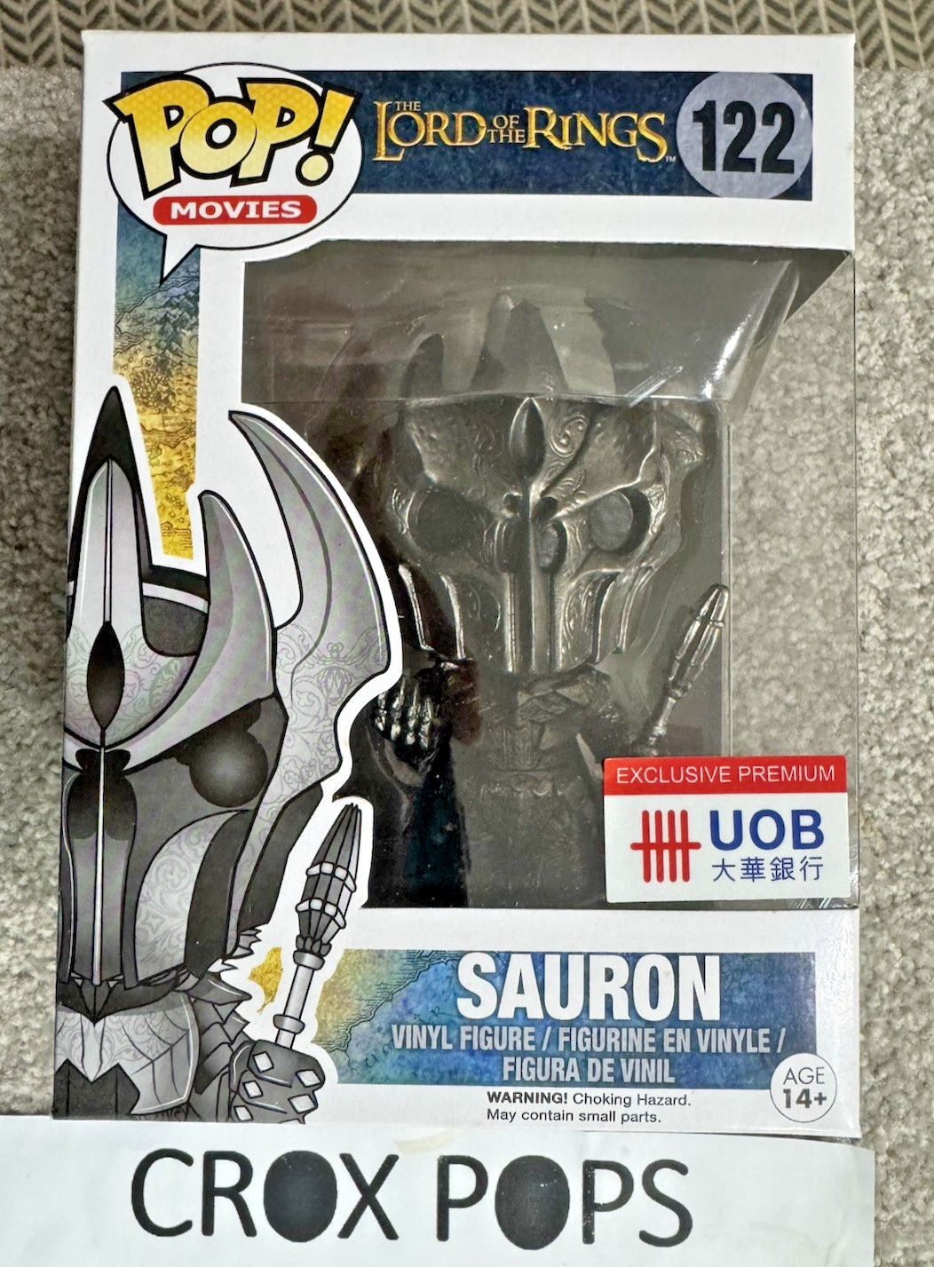 RARE 2014 UOB SAURON LORD OF THE RINGS 122 Funko Pop Vinyl NEW IN MINT BOX + P/P