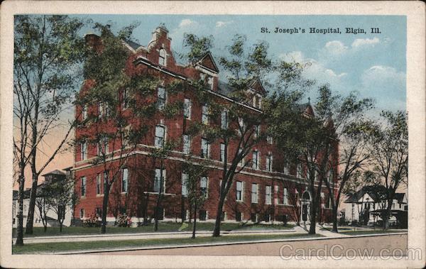 1922 Elgin,IL St. Joseph\'s Hospital Kropp Cook,Kane County Illinois Postcard