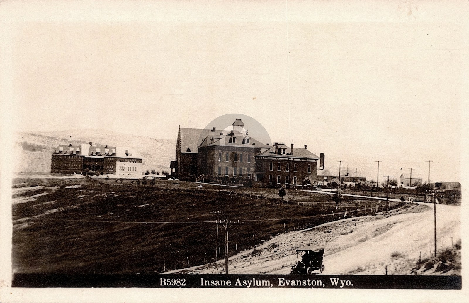 State Hospital For Insane Asylum Evanston Wyoming RPPC Photo Postcard COPY