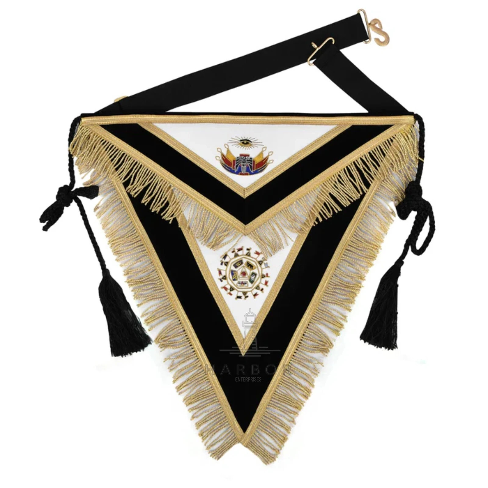 Masonic 32nd Degree Scottish Rite Apron Black Velvet Hand Embroidered AASR 32°