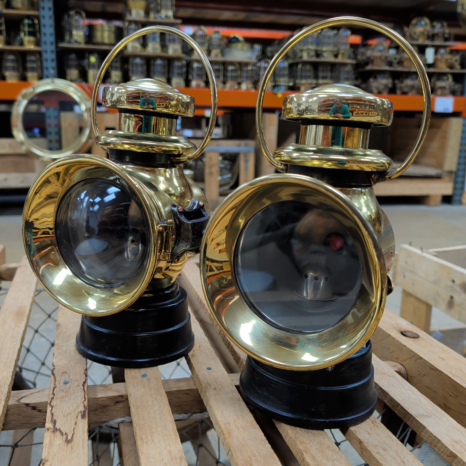 PAIR ANTIQUE JOSEPH LUCAS “KING OF THE ROAD” No 722 BRASS CAR LAMPS ORIGINAL