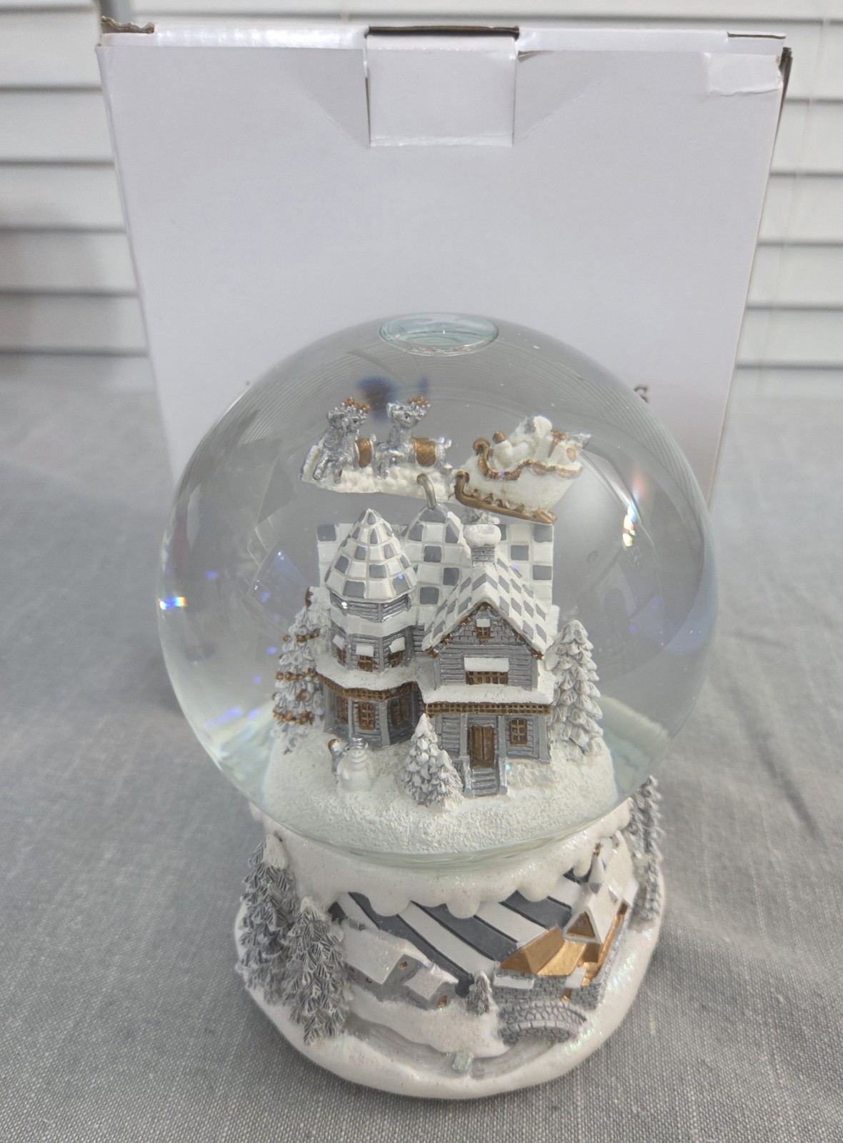 MacKenzie-Childs Sterling Village Musical Christmas Snow Globe - NEW