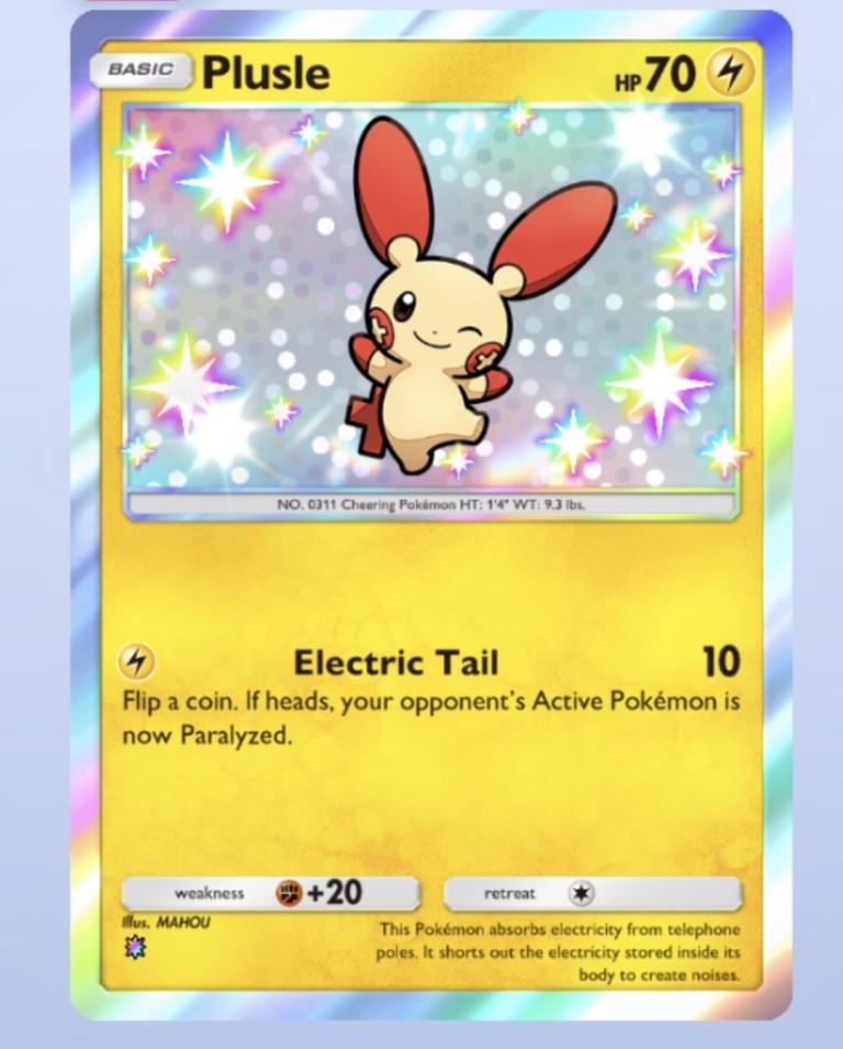 Pokemon TCG Pocket-Shiny 1⭐ PLUSLE -Ruler Skies-English(PokeMon TCG digitalCard