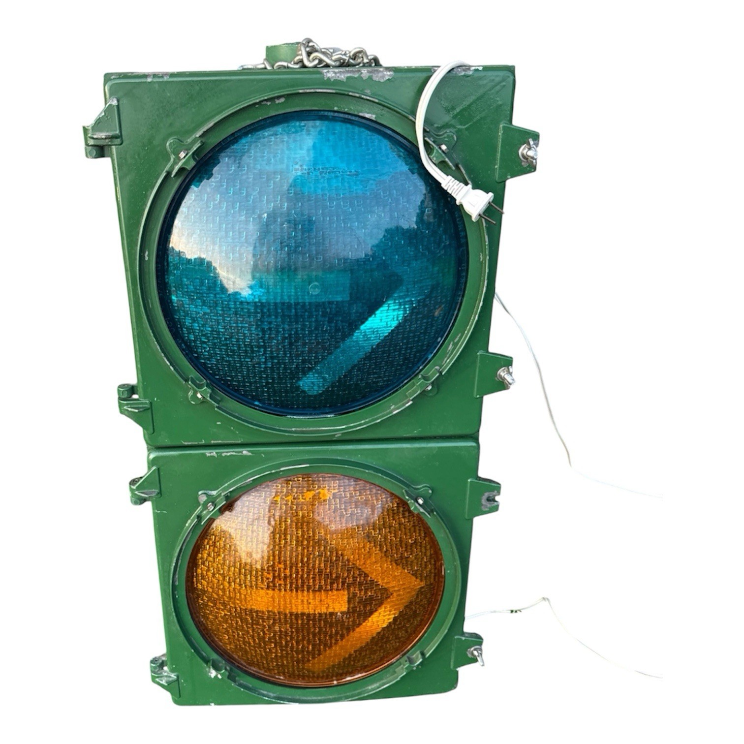 AUTHENTIC/RETIRED Traffic Turn Signal Green Yellow Arrows Safetran Cast Aluminum