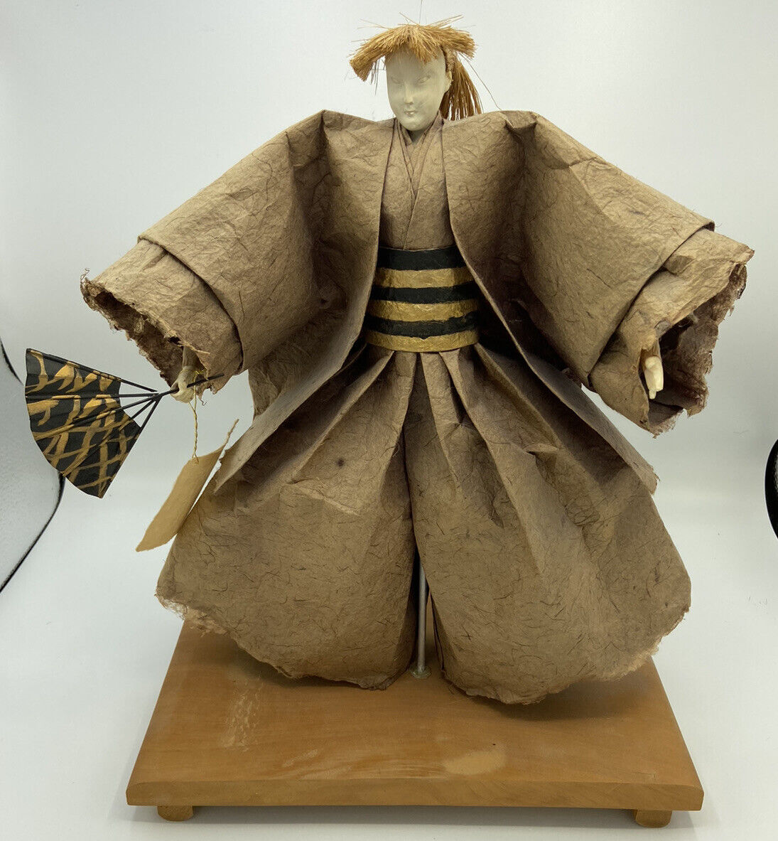 VTG Carved Wood Japanese Man In Wedding Suit Figurine 