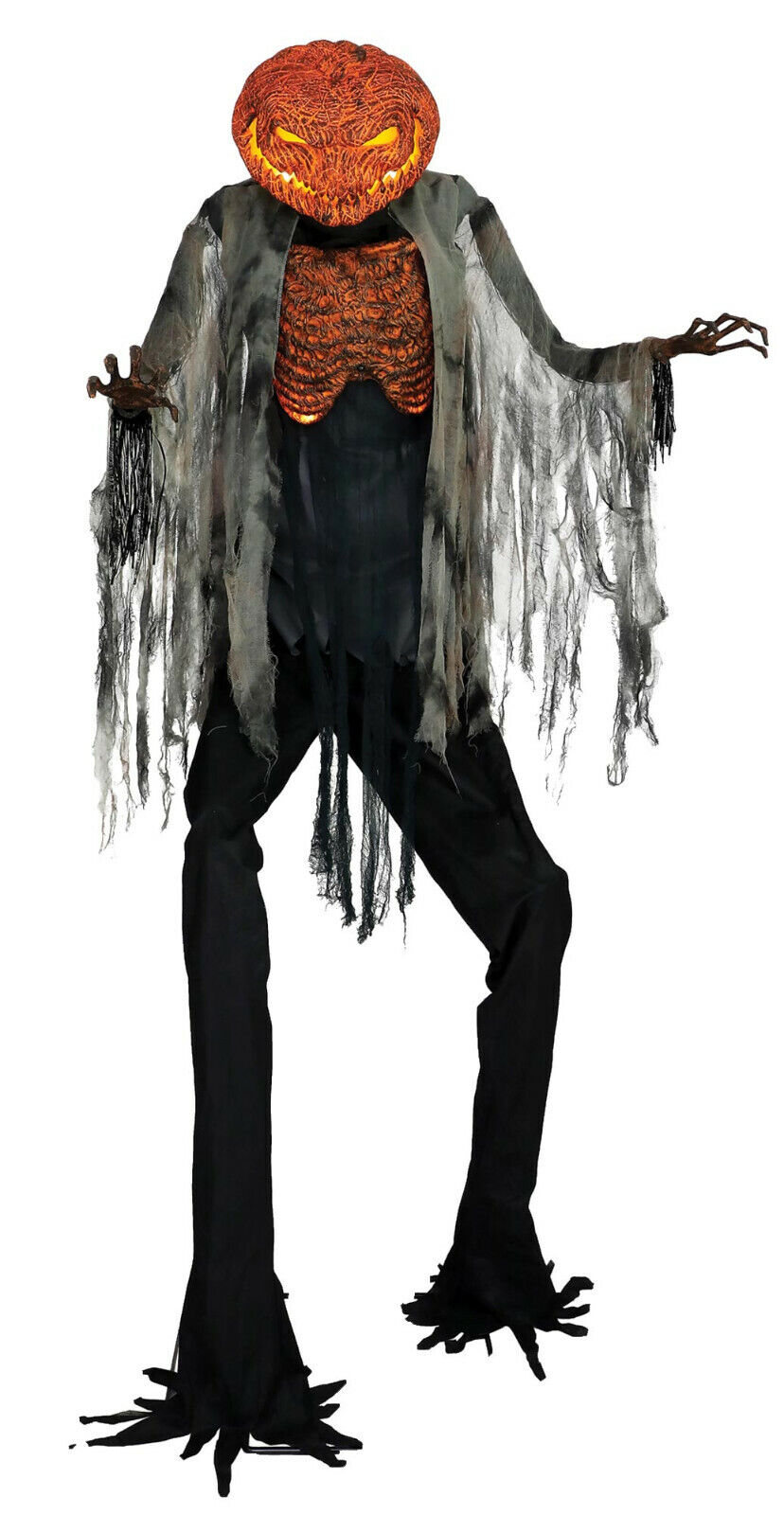 HALLOWEEN 7 FT ANIMATED SCORCHED SCARECROW PUMPKIN MAN PROP HAUNTED HOUSE 