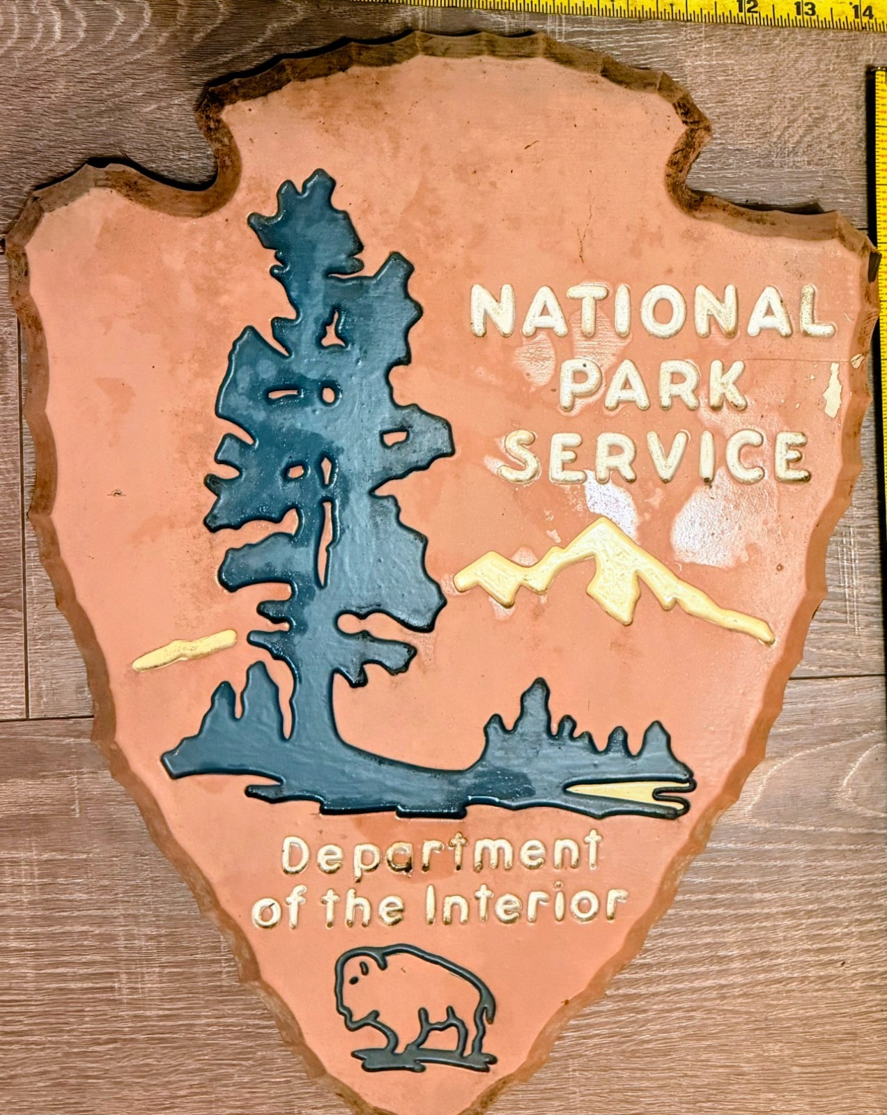 Vintage Orig. NATIONAL PARK / FOREST SERVICE Emblem, Logo, Cedar Wood Sign