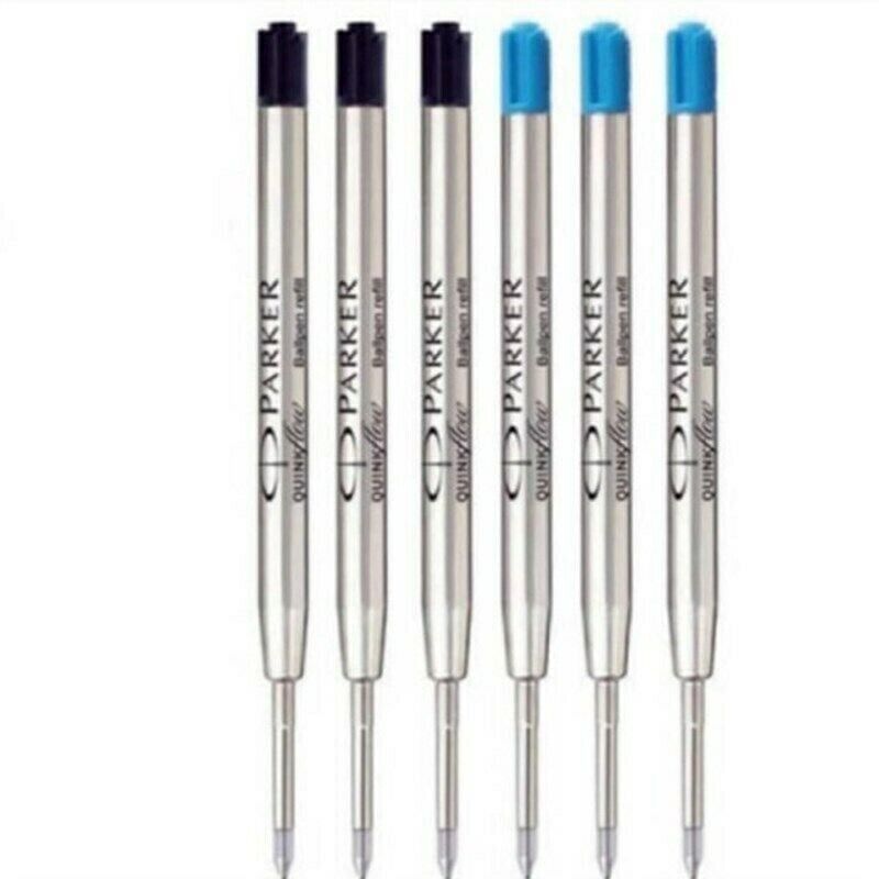 3 Black+3 Blue Excellent Parker Refill For Parker Ballpoint Pen F Nib Quick Flow