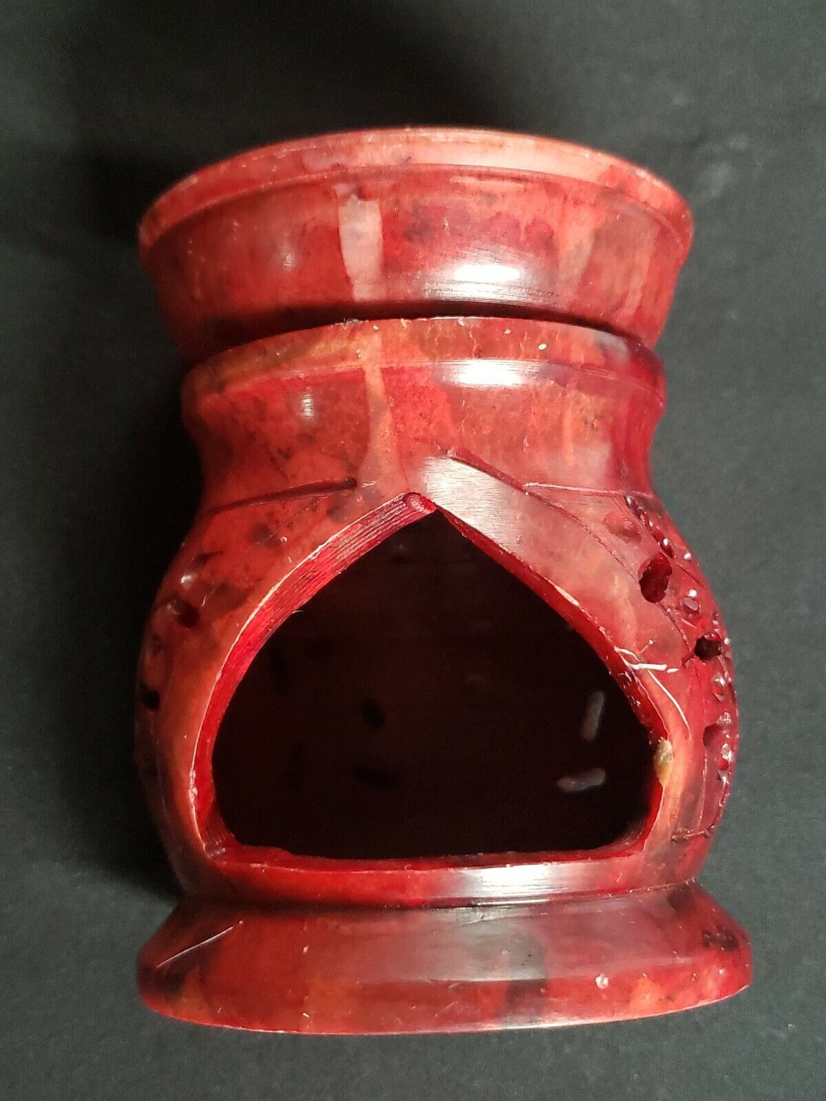 Vuntage Carved  Stone Candle Holder Incense Oil Warmer 