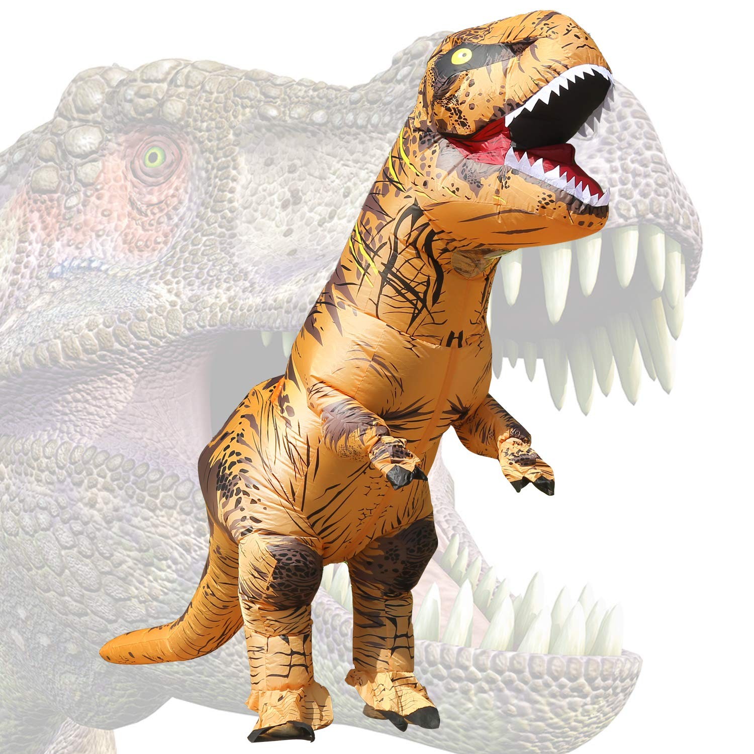 JASHKE Inflatable Dinosaur Costumes for Adult Blow up Large, Brown